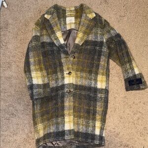 Wilfred Yellow/Gray Plaid Alpaca/Wool Trench Coat